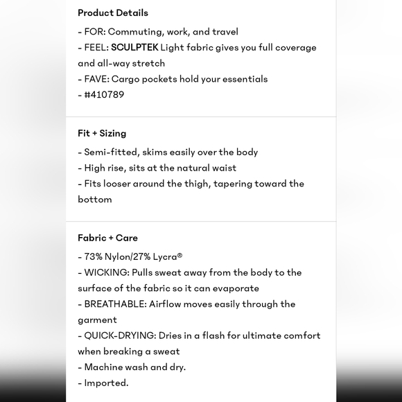 NWT Athleta High Rise Cargo Jogger - Picture 6 of 6